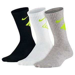 Nike 3 Pk Cushioned Crew Socks Kids Size 4-5 Gray